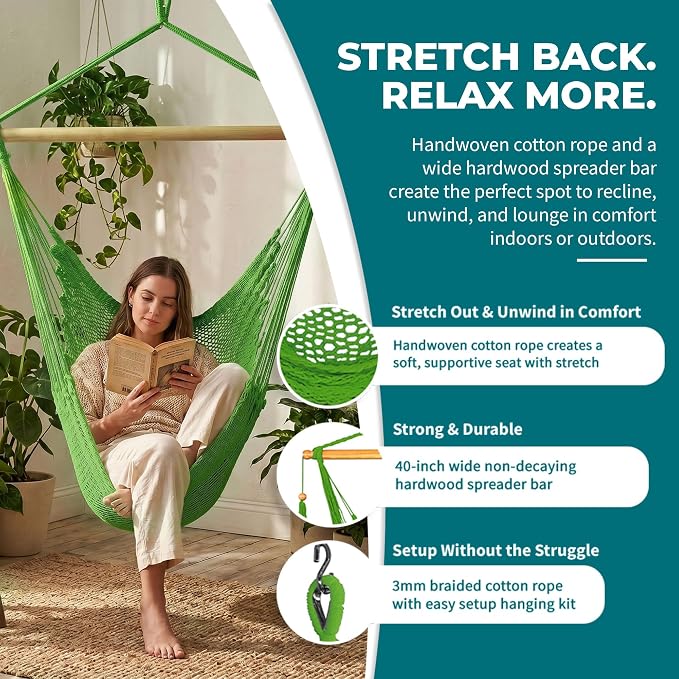 Blissliving Home BHC-412LG Island Rope Chair, Supports up to 265 lbs, Light Green