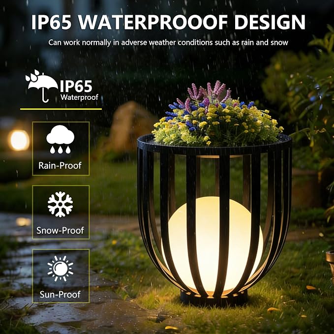 Outdoor Solar Side Table, Built-in LED Ball Light,Remote Control and Portable Solar Panels,Suitable for Outdoor Spaces Such as courtyards and Gardens