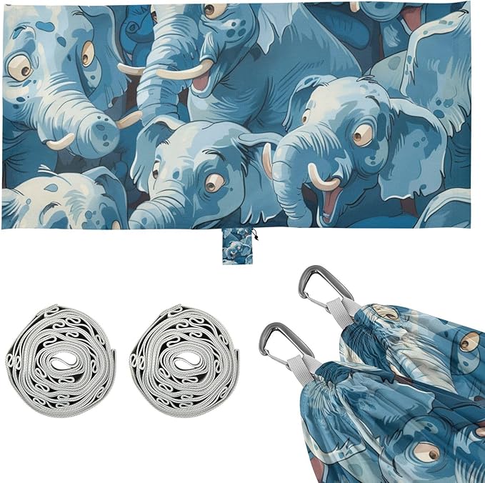 Cartoon Cute Blue Elephant 330lb Capacity Outdoor Hammock with Hanging Ropree Hammock for Outside Patio Garden amacas para patios con Base de adultos