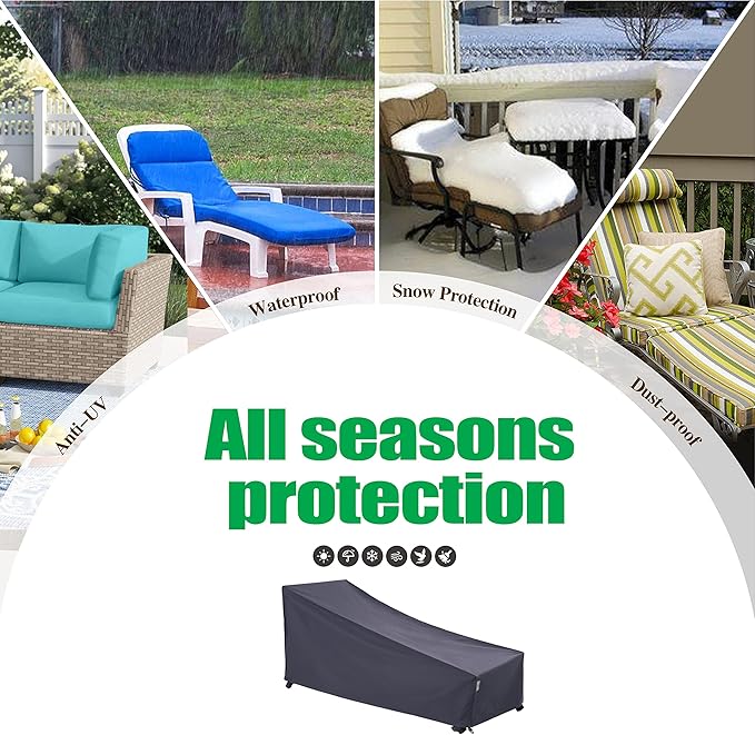 F&J Outdoors Waterproof UV Resistant Heavy Duty Patio Chaise Lounge Chair Cover, 2Pack, 84"Lx32"Wx34"H, Grey