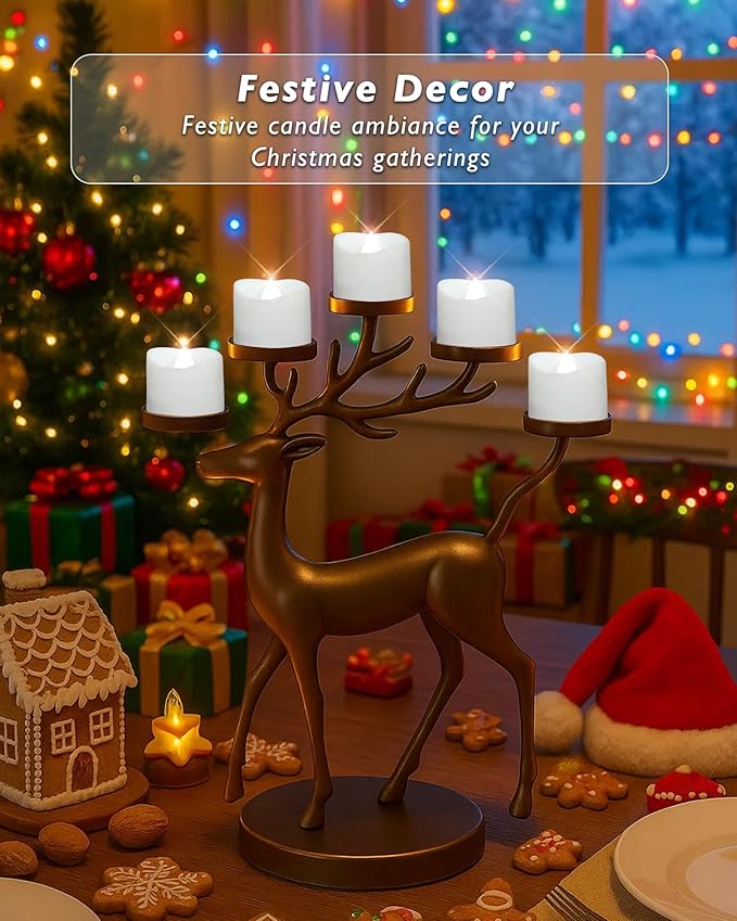 Raycare 24 Pack Cool White Battery Operated Tea Lights, 200+Hour Electric Flickering Flameless Candles, Realistic Votive LED Tea Lights for Wedding Party Table Thanksgiving Christmas Decorations