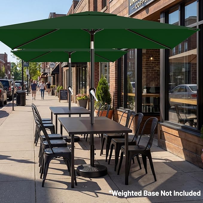 AreShark 6.5' x 10' Rectangular Patio Umbrellas for Outdoor, Outdoor Table Umbrella, Large Outdoor Patio Umbrellas with 6 Sturdy Ribs for Pool, Garden, Deck & Market (Dark Green)