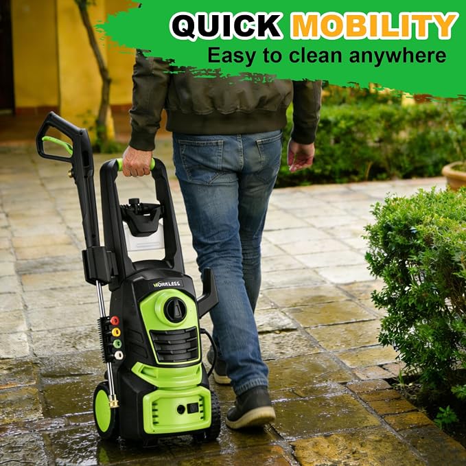 Pressure Washer, Power Washer with 4 Quick Connect Nozzles, Foam Cannon, High Pressure Cleaning Machine for Cars/Fences/Driveways/Patios/Home Cleaning, PWMA Certified