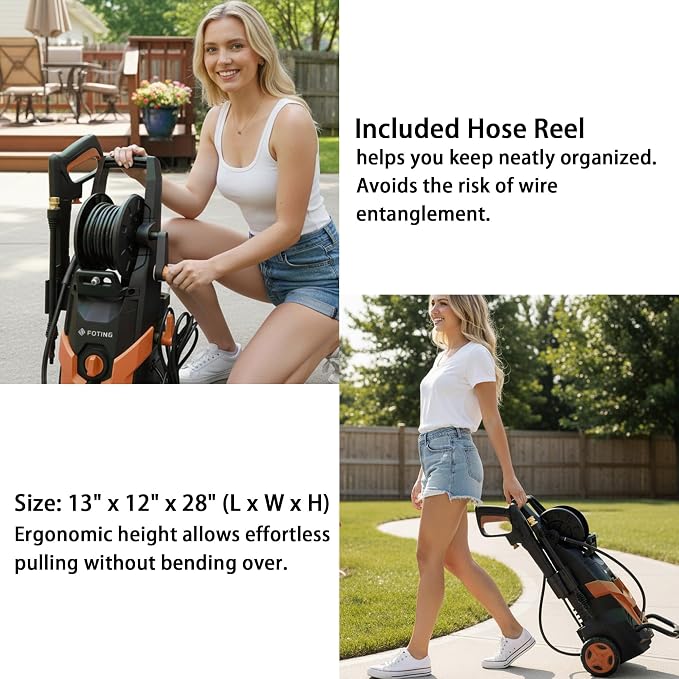 2026NEW Pressure Power Washer 4500PSI with 4 Quick Connect Nozzles, Inlet Hose & Filter, Foam Cannon for Cars/Fences/Driveways/Patios/Home Cleaning, Red