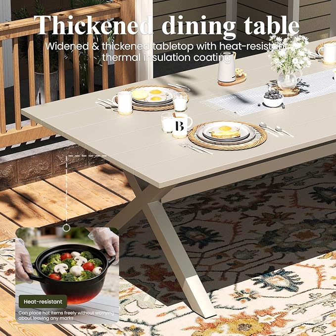 LayinSun Outdoor Dining Set for 6, 7 Pieces Patio Furniture Sets with Aluminum Dining Table and Rope Weave Chairs
