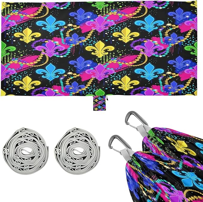 Hammocks for Outside Mardi Gras Elements Camping Hammock Portable Hammocks with Tree Straps and Carry Bag Camping Accessories for Hiking Beach Outdoor