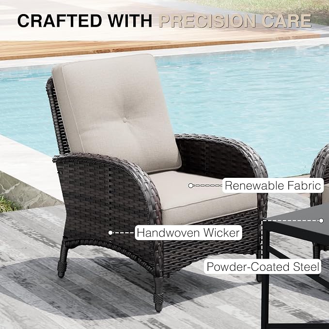 Joyside Wicker Patio Chairs, 6 Piece Rattan Outdoor Furniture with Thickened Cushions, High Back, Deep Seating, Wide Armrest, Outdoor Chairs for Porch, Deck