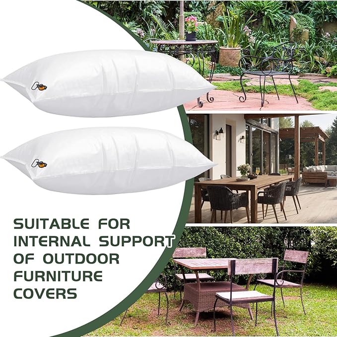 AceOrbit 2 Pcs Large Patio Furniture Cover Airbag Rectangle 39 x 86 Inch with Air Pump Table Air Pillow Inflatable Support Protection for Outdoor Prevent Rain Snow Leaves Dust