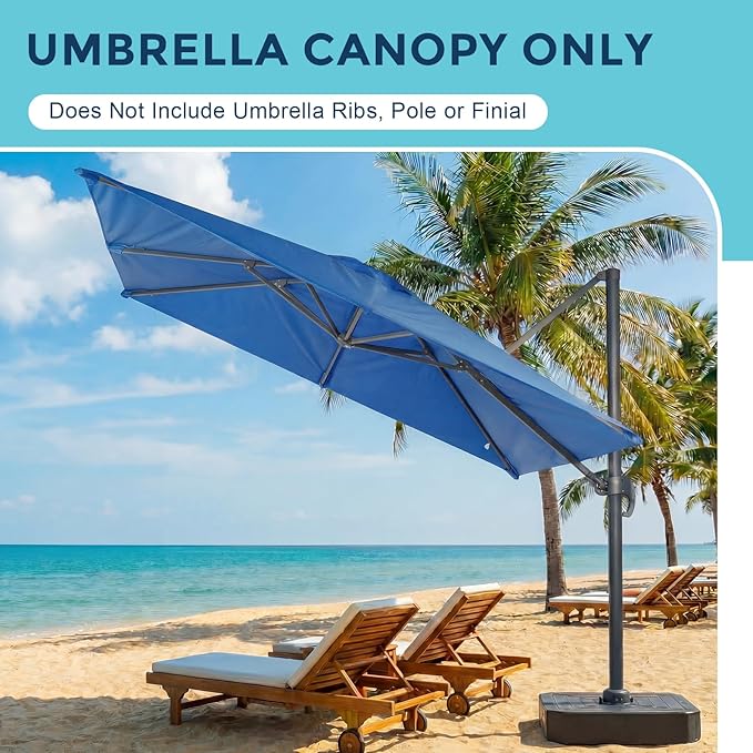 COWVIE Umbrella Canopy Replacement for 8 Ribs Patio Umbrella, Outdoor Table Parasol Replacement for Yard, Canopy Only