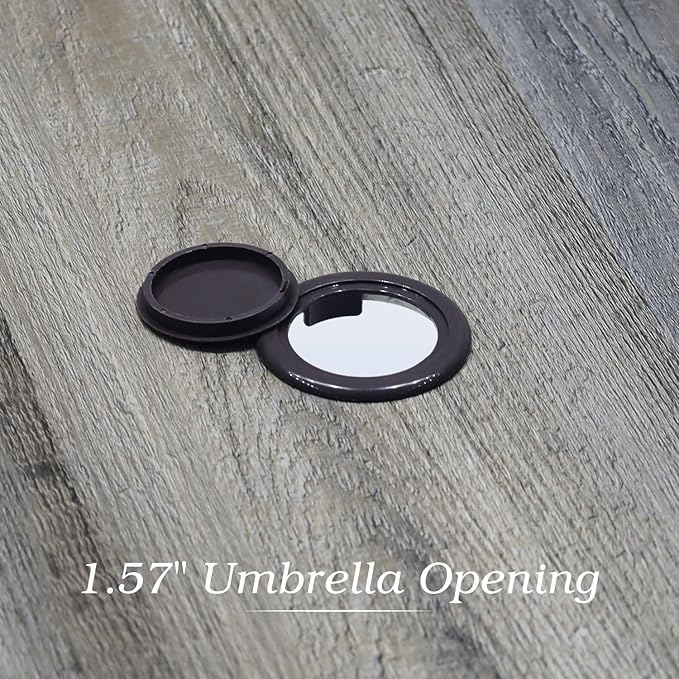 Anmutig Outdoor Dining Table with Square Wooden-Like PVC Table Top and Umbrella Hole for Bistro, Garden, Poolside, Backyard -Laminated Top Brown Metal Steel Frame