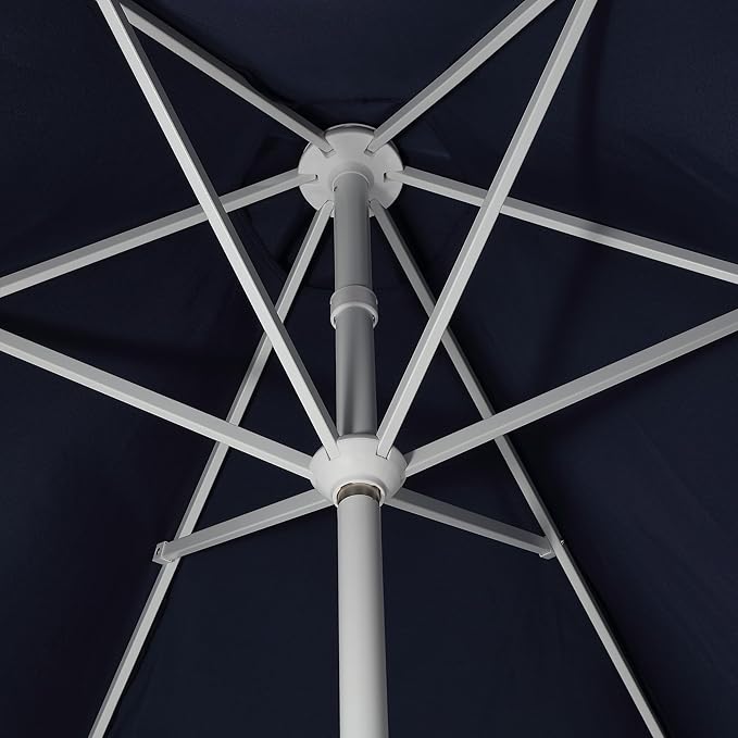 JONATHAN Y UMB1001 Collins 9 ft. Classic Cottage Tassel Market Patio Umbrella with Auto-Tilt, Crank, Wind Vent and UV Protection