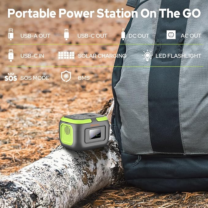 Solar Power Station with Solar Panel 40W, 120W 110V Portable Power Bank with AC Outlet for Outdoor Laptop Smart Device Camping RV Hiking Outdoor Backup Portable Battery with Solar Charger