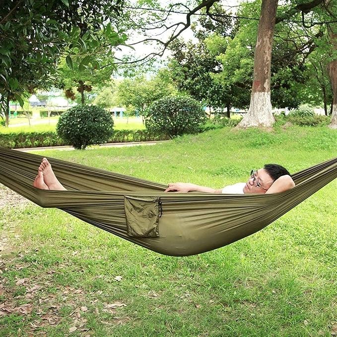 200x300 Cm Double Hammock with Hanging Straps and Carabiners,Made from Parachute Nylon Fabric Buiten Hammock ()