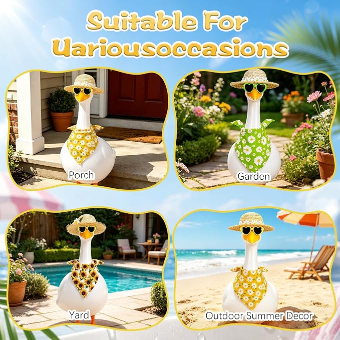 Porch Goose Summer Outfit,Hsummer Porch Goose Outfit,Porch Goose Bikini,Summer Garden Lawn Patio Yard Outdoor Decor (Sunflower Yellow)