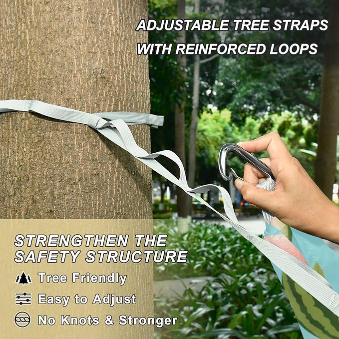 Cartoon Cute Pink Peach Watermelon 330lb Capacity Outdoor Hammock with Portabl Carry Bag Tree Hammock for Outside Camping Essentials hamaca con Base para adultos
