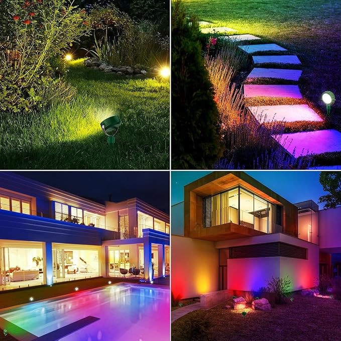 LUXSWAY Landscape Light Rechargeable, Waterproof Spotlight Outdoor with Remote, Color Changing Garden Lighting, Planter Spotlight for Holiday Path Yard Christmas Tree Decoration