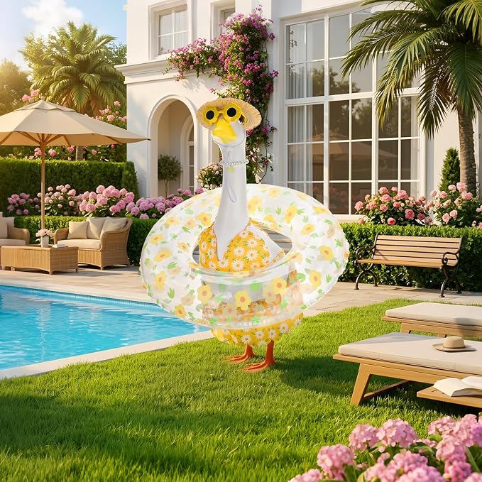Porch Goose Outfit Summer Hawaiian Fishing Porch Goose Outfit Clothes Costume for 23 In Statue Garden Yard Decor