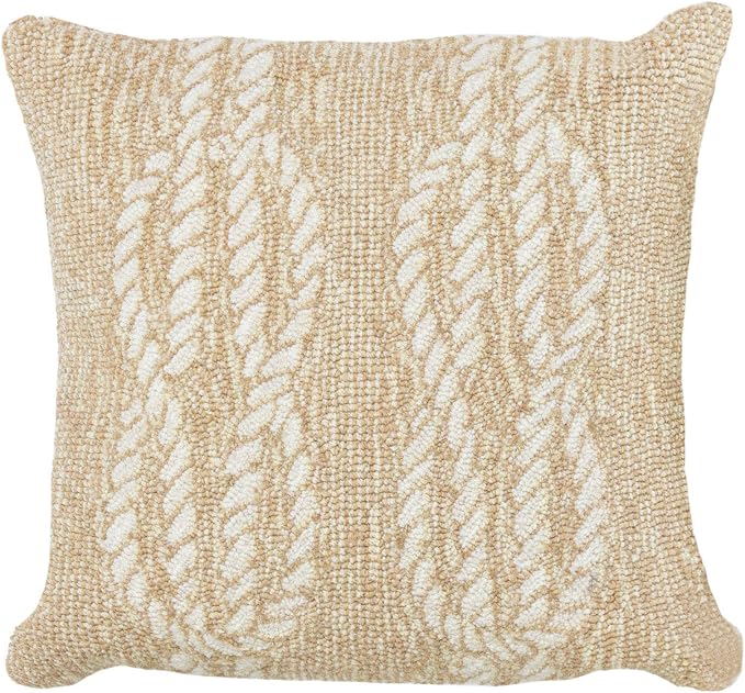 Liora Manne Frontporch Indoor/Outdoor Pillow, 18" Square, Ropes Neutral