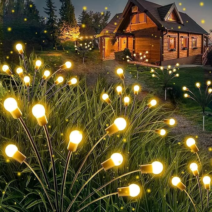Solar Waterproof Outdoor Lights New Upgrade Solar Garden Lights, Swaying Fireflies, Suitable for Garden Decoration, Patio, Path & Holiday Decoration. (2 Packs - 16 LED)