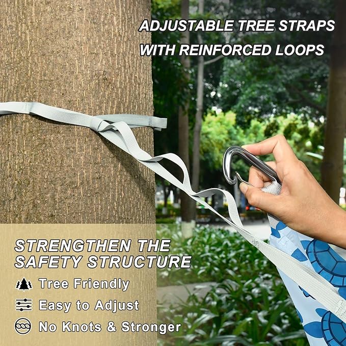 Camping Hammock Outdoor Hammocks for Outside Turtle Blue Beach Trees Portable Lightweight with Pockets Tree Straps Indoor