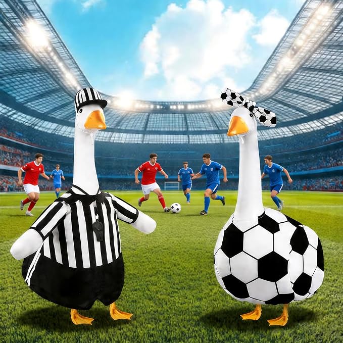Celltestria 2 Set Soccer Goose Outfits Football Referee Porch Goose Costume Game Day Goose Clothes for 23" Geese Football Party Sport Season Outdoor Patio Yard Lawn Garden Art Decoration