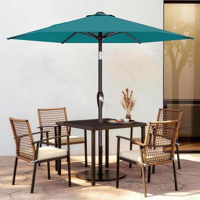 AreShark 7.5FT Patio Umbrella Table Market Umbrella w/Tilt and Crank, Heavy-Duty Outdoor Umbrellas for Pool, Deck, Garden and Backyard, Cerulean