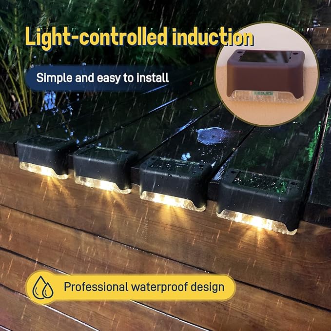Solar Deck Lights Outdoor Waterproof led Patio Fence Step Stairs Decorate Illumination Garden Backyard Landscape Terrace armrest