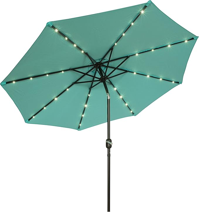 Trademark Innovations Deluxe Solar Powered LED Lighted Patio Umbrella - 9'