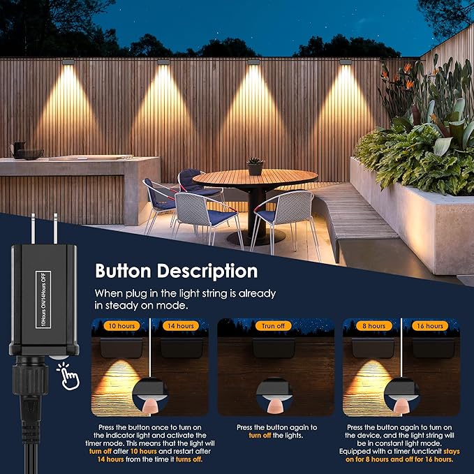 Fence Lights Outdoor, 10 Pack Deck Light with Wire, IP65 Waterproof Warm White Step Lights Outdoor for Stairs, Step, Wall, Yard, Porch, Garden, Patio, and Pathway