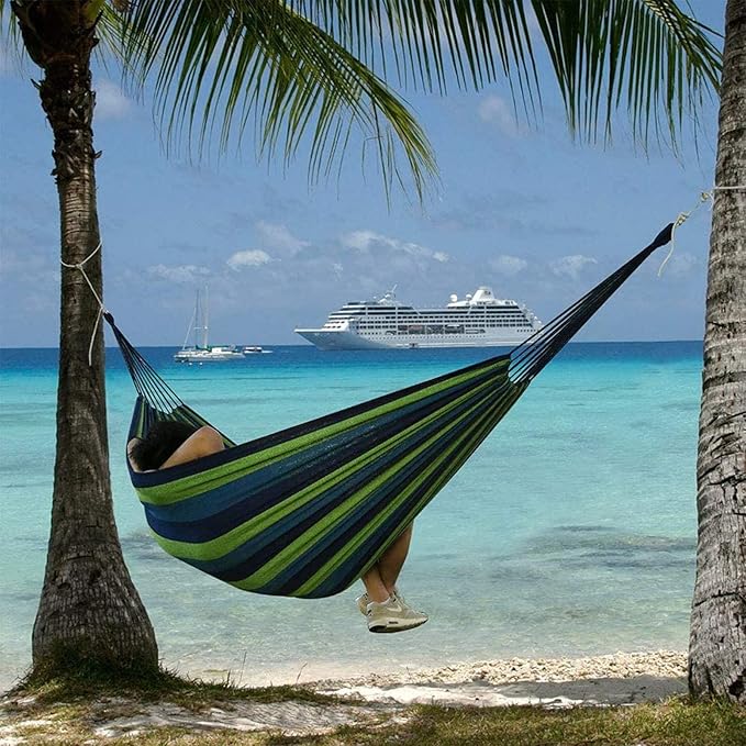 Camping Hammock, Outdoor Indoors Canvas Hammock Can Bear 500Lbs, Lightweight Portable for Garden, Backyard
