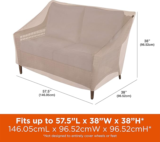Modern Leisure Chalet Patio Loveseat Cover - Weather-Resistant Fabric - Outdoor Furniture Protection Perfect for Patio, Deck, and Porch - 57.5" L x 38" W x 38" H - Beige
