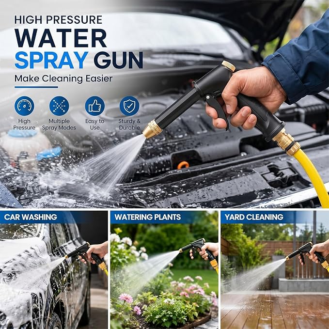 High Pressure Sprayer for Car Wash & Patio Cleaning, Easy Outdoor Watering Tool for Homeowners (BB+5 m Hose)