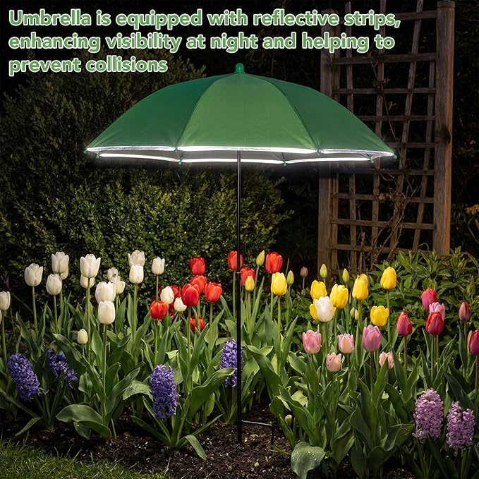 Prudiut Plant Umbrellas for Outdoor Plants, UV Garden Umbrella Shade from Intense Sunlight, Adjustable Height Plant Shade Umbrella with Reflective Strip for Potted Plants, Garden Bed and Flower Pot
