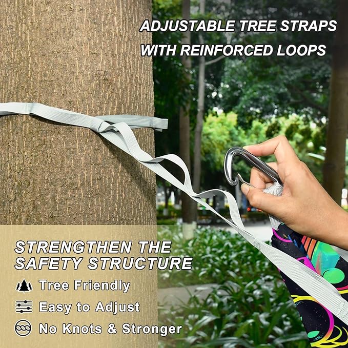 Camping Hammock Outdoor Hammocks for Outside Neon Planet Beach Trees Portable Lightweight with Pockets Tree Straps Indoor