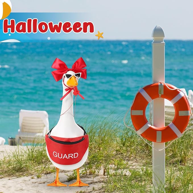 Bikini Porch Goose Outfits with Sunglasses and Swimming Tube for 23" Summer Goose Costume Garden Patio Statue Decor(Coach)