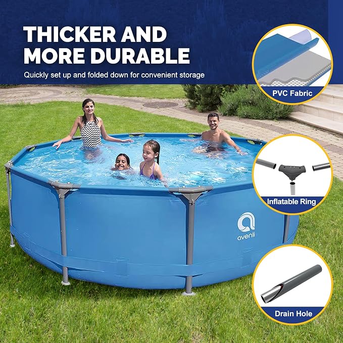 DIMAR GARDEN 12ft x 30in Above Ground Swimming Pool,Outdoor Steel Frame Round Swimming Pool,Easy Set Pool