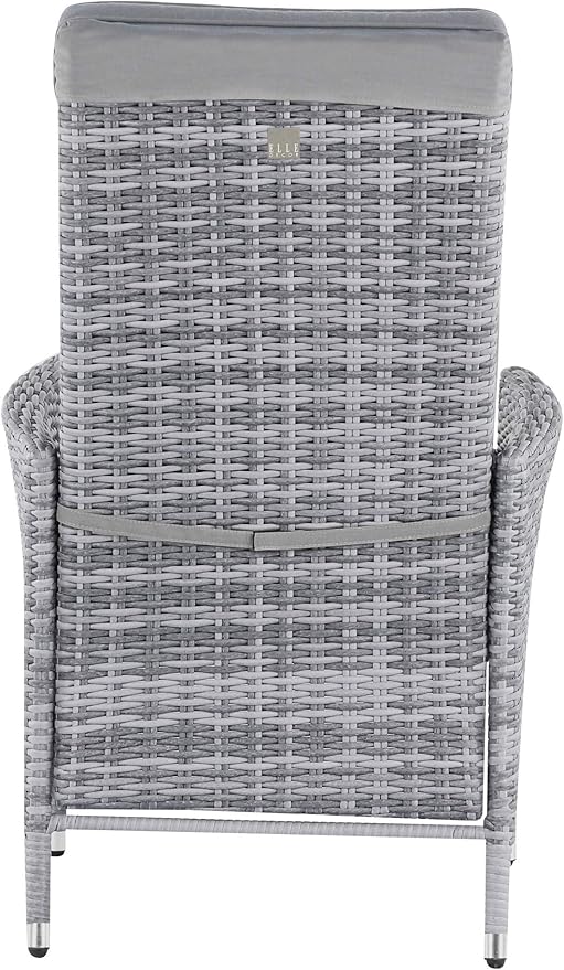 Elle Decor Vallauris Patio Outdoor Furniture Collection Premium All Weather Wicker, 5 Piece Reclining Set, Gray