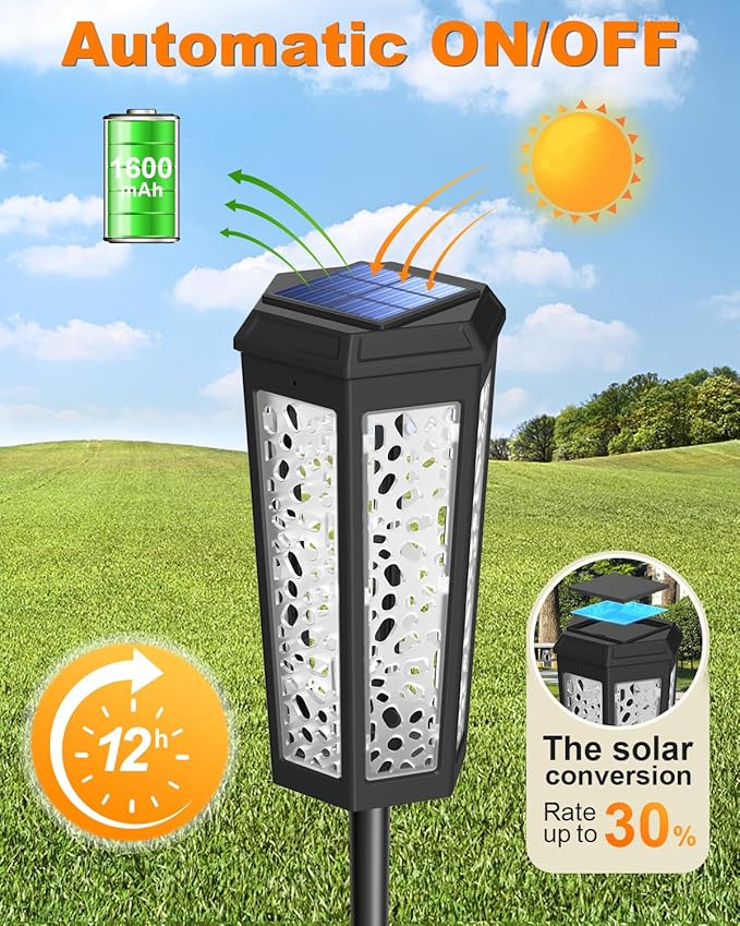 Colored Solar Powered Pathway Landscape Lights Outdoor Cool White & RGB Dusk to Dawn Waterproof for Garden Sideway Outside, Patio, Path, Yard, Walkway, Driveway, 2 Modes 6 Pack Accent Modern Design