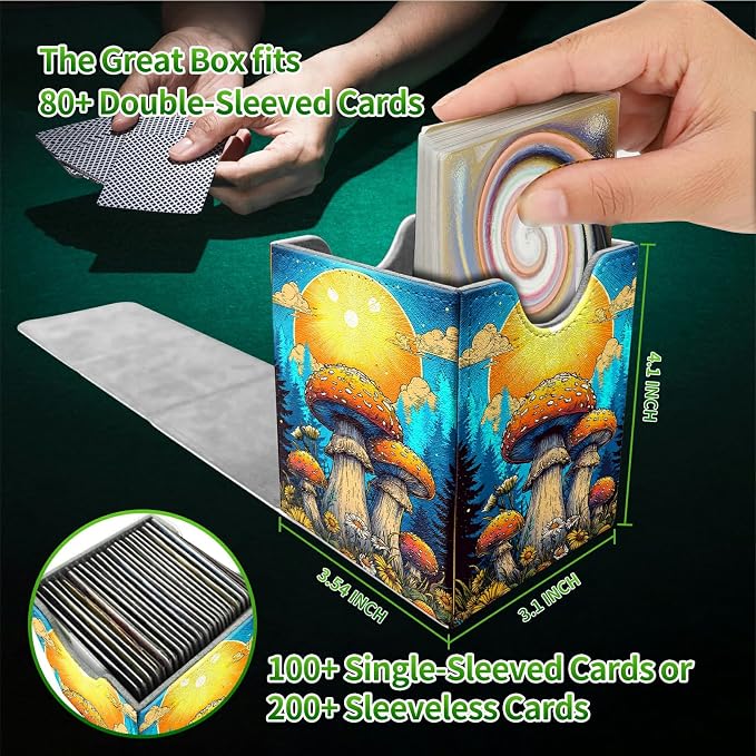 Strawberry Cat Card Deck Box for MTG, Personalized Card Storage Case Fits 120+ Sleeved Cards, Premium Leather TCG Box with Strong Magnetic Closure for Magic, CCG, PTCG, Baseball Cards