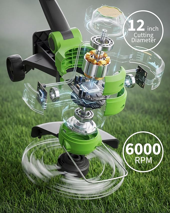 20V Battery Grass Trimmer, with 2.0A Lithium Batteries, 8 Grass Cutting Lines, Electric Lawn Trimmer, Battery Powered Garden Grass Cutting Tool