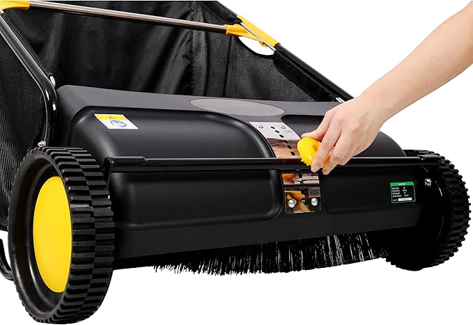 Hand Push Lawn Sweeper, 26 Inch, 7 cu. ft Hopper Bag, Leaf & Grass Collector with Adjustable Brush Height (26 inch)