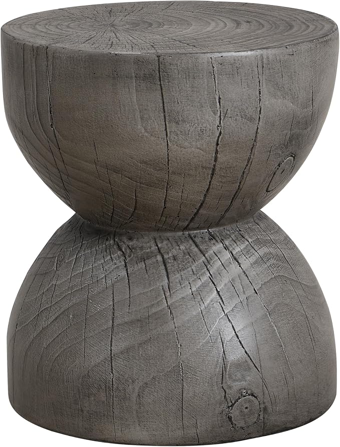 Christopher Knight Home 16.54" H Realistic Wood Vibe MGO Side Table Sculptural Hourglass End Table Indoor Outdoor Living Room Patio Balcony Decor Accent Table