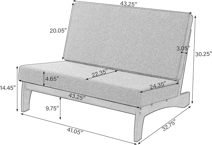 Pia Ricoo 1-Piece Patio Furniture Set, Outdoor Loveseat with 4.5-Inch Thick Cushions, All-Weather Outdoor Sofa for Backyard, Deck, Lawn - Light Camel/Dark