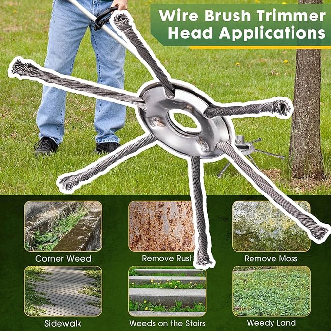 Gas Trimmer Head, Universal Steel Wire Trimmer Head 7" 8" 9" Heavy-Duty Gas Weed Eater Blade, 1" Arbor Replacement for Stihl,Husqvarna,Echo,Ryobi,Toro,Installation Kit Included (9")