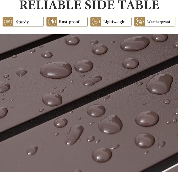 Crestlive Products Aluminum Outdoor Side Table Set of 2, Pool Lounge Chair Side Table, Weather Resistant Small Square Coffee End Table for Patio, Yard, Garden, Porch, Deck, Outdoor