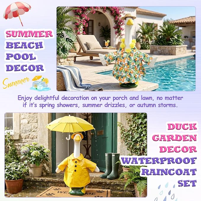 12 Pack Holiday Porch Goose Outfits forThanksgiving,Halloween,Christmas,Cowboy,4th of July,Valentine,St. Patrick's Day,Easter,Rainy Weather,All Seasons for Patio Yard Lawn Decor,Fits 23 Inch(No Goose)