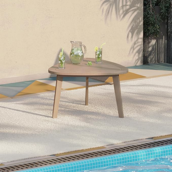 New Classic Furniture Radius Solid Wood Patio End Table, Natural