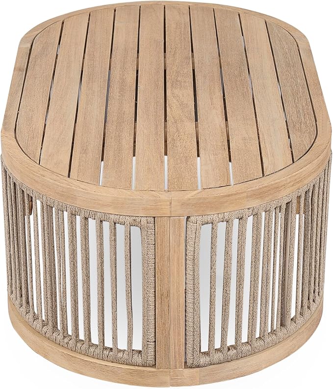Christopher Knight Home Delbert Acacia Wood 4 Piece Patio Furniture Set, Wooden Patio Conversation Set with Club Chair+Coffee Table, 4-Seater Outdoor Loveseat Sofa Chair and Table Set, Natural+Beige