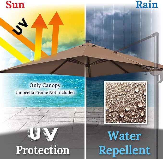 BenefitUSA Outdoor Canopy Top Cover Only Replacement Canopy for 10'x10' ROME Cantilever Patio Umbrella (Canopy Only)