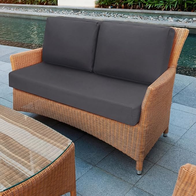Wenqik 3 Pcs Waterproof Cushion Covers(Not Includes Cushion) 48'' x 24'' Outdoor Patio Furniture Seat Covers Fade Resistant Replacement Slipcover with Zipper for Outside Couch Swing Sofa(Dark Gray)